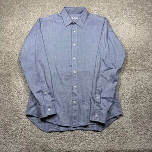 Outlier Mens Blue Long Sleeve Button Up Front Shirt Size Medium M Made in NYC
